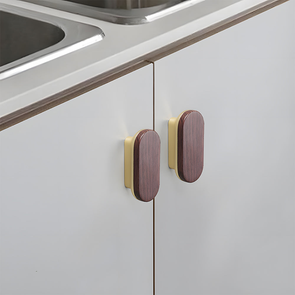 Round Wood Zinc Alloy Cabinet Wardrobe Door Handles