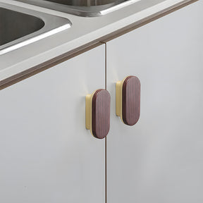 Round Wood Zinc Alloy Cabinet Wardrobe Door Handles