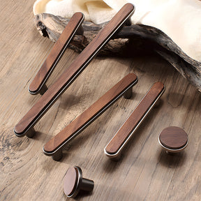 Modern Walnut Wooden Cabinet Handles