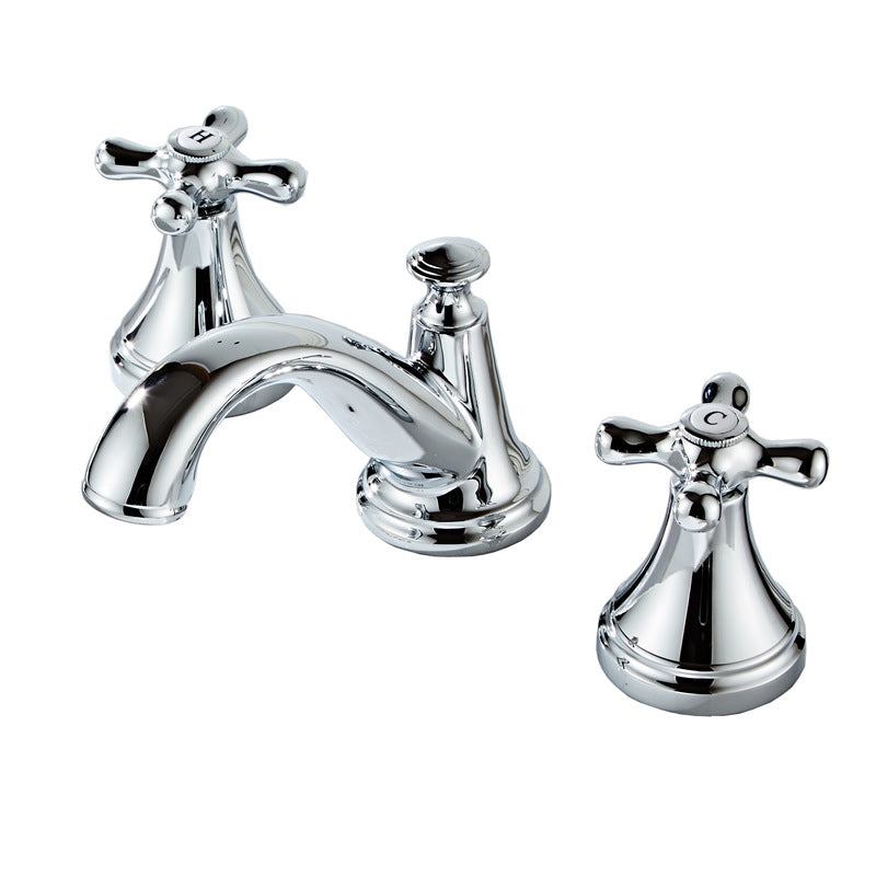 Double-handle Three-hole Widespread Basin Tap_Chrome