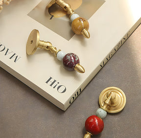 Solid Brass & Natural Stone Drop Pendant Cabinet Knobs
