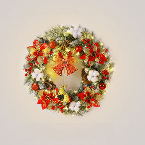 Stylish Christmas Wreath Ornament With LED Christmas Lightings And Bell Ball