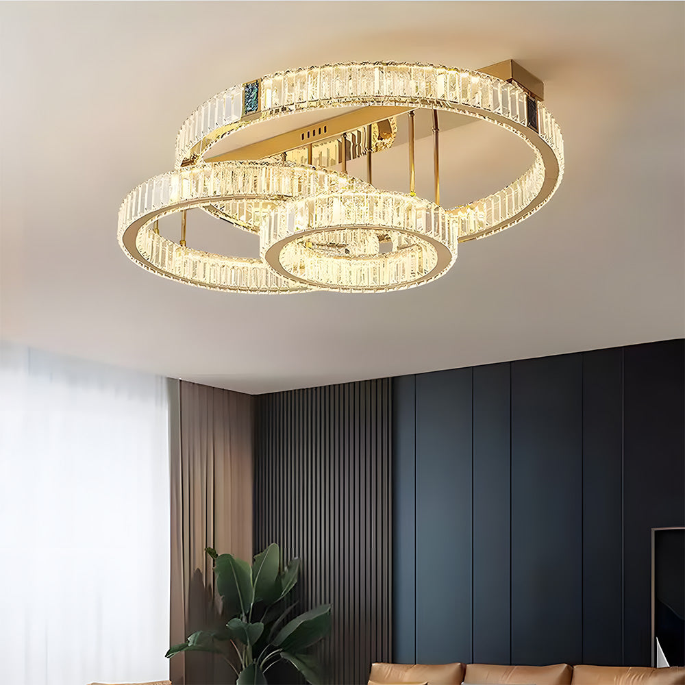 Luxury LED Crystal Ring Ceiling Light for Living Room Bedroom
