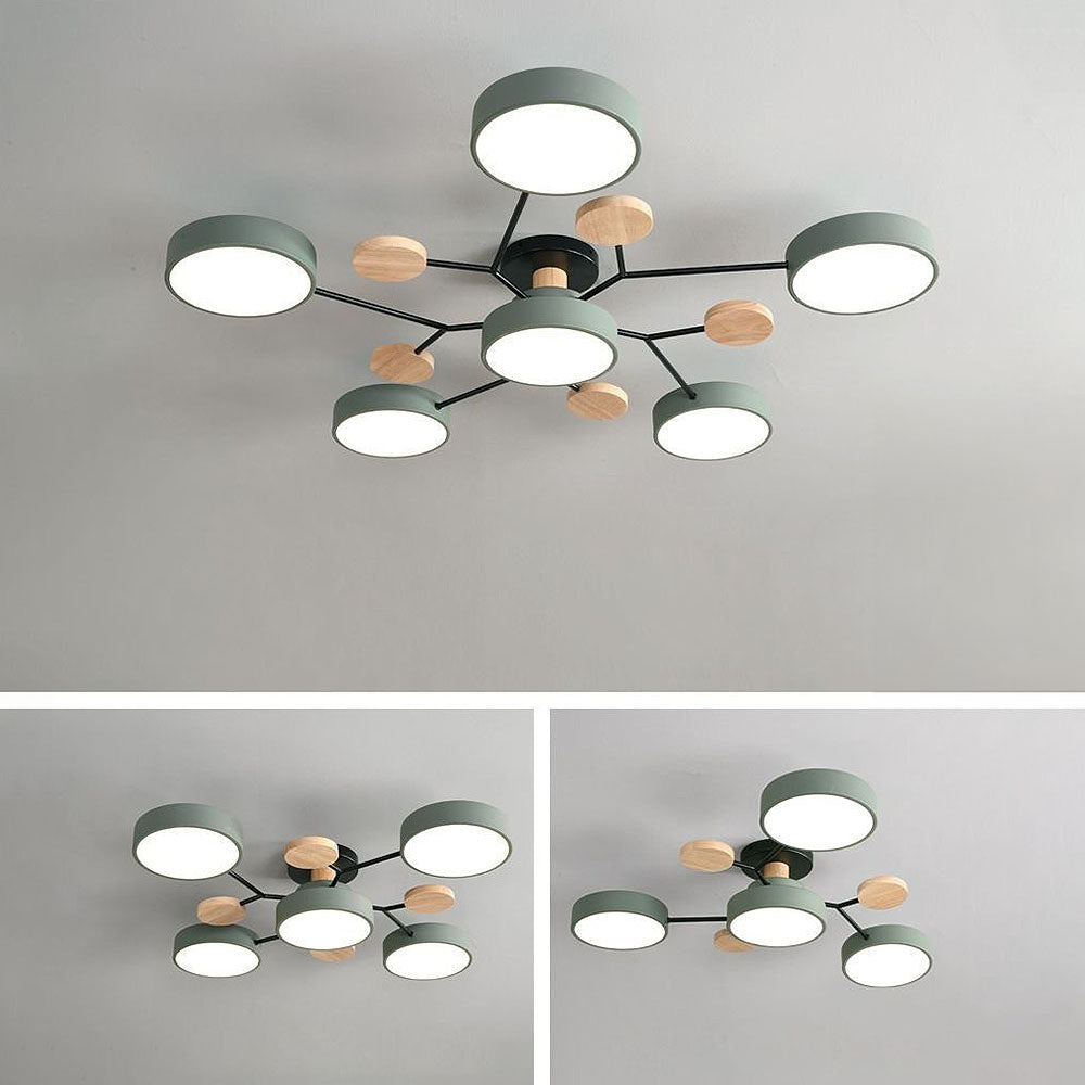 Modern Round Branch Type LED Semi-Recessed Ceiling Light