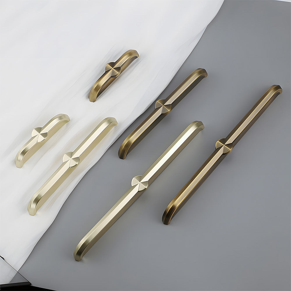 Modern Zinc Alloy Brushed Brass Cabinet Handles