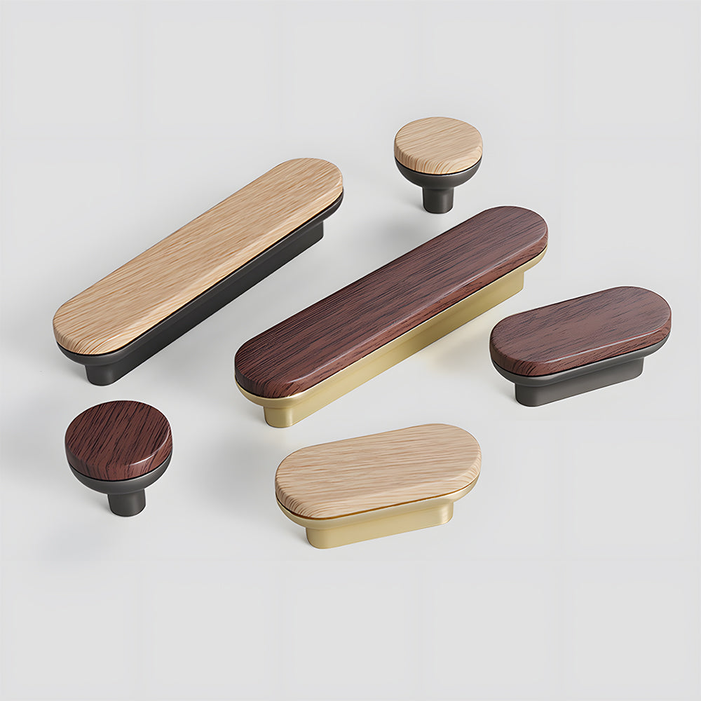 Round Wood Zinc Alloy Cabinet Wardrobe Door Handles