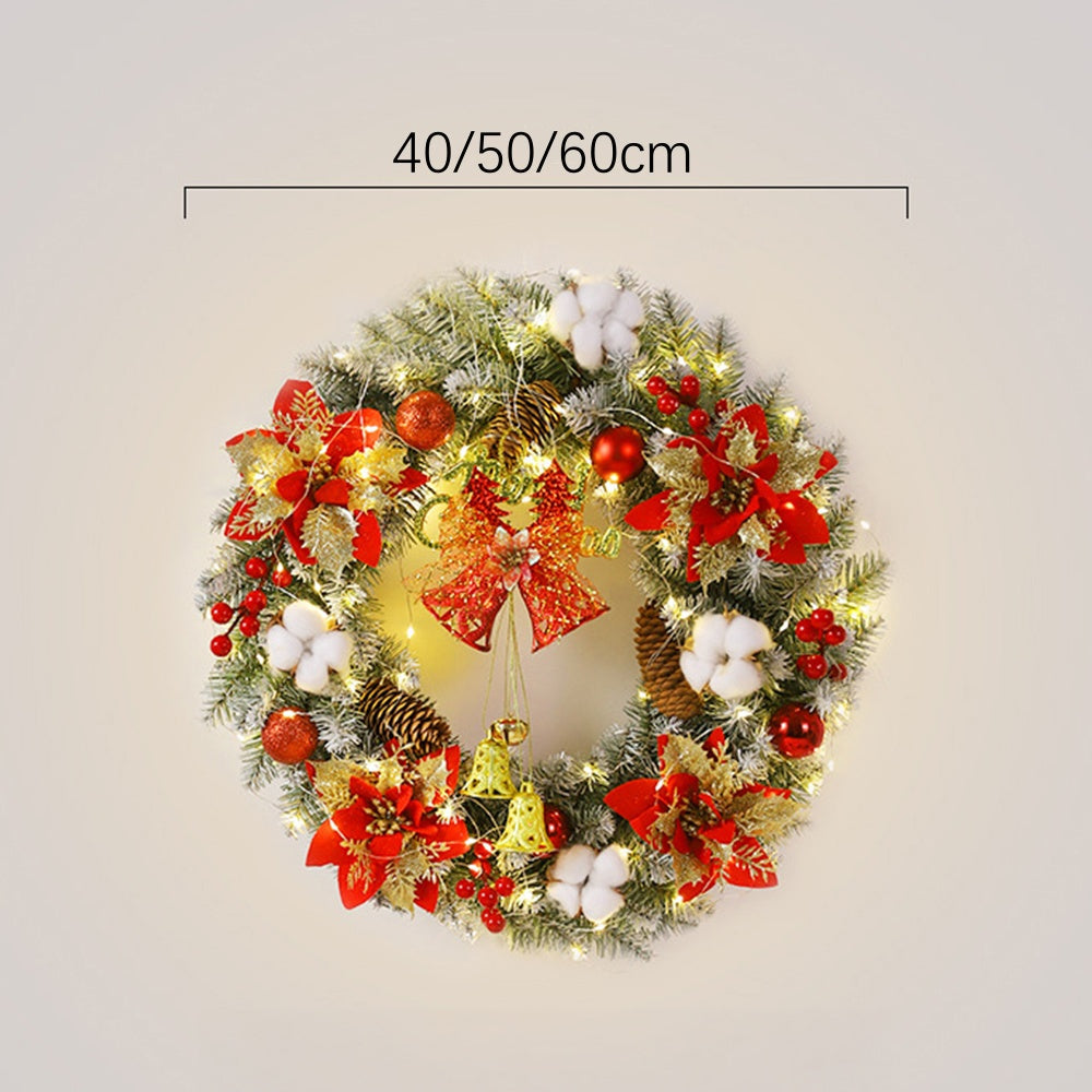 Stylish Christmas Wreath Ornament With LED Christmas Lightings And Bell Ball