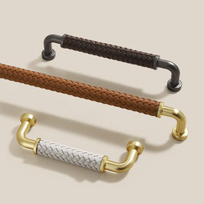 Curved Woven Leather Cupboard Handles