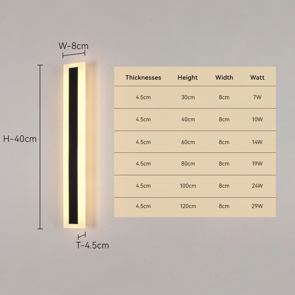 IP65 Modern Minimalism Decor Acrylic Black Outdoor LED Wall Lights