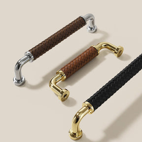 Curved Woven Leather Cupboard Handles
