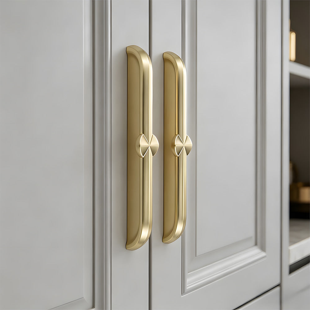 Modern Zinc Alloy Brushed Brass Cabinet Handles