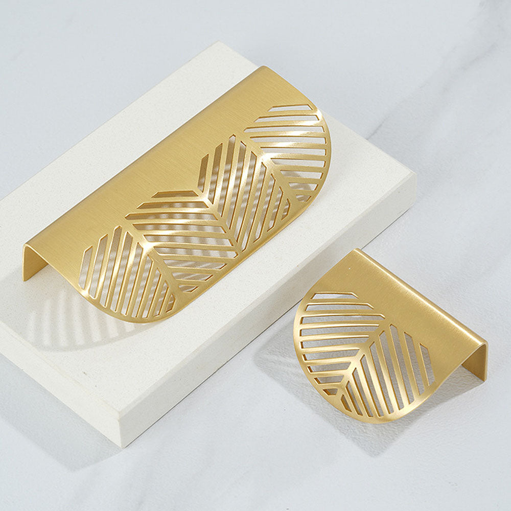 Modern Style Gold Hollow Brass Finger Cabinet Drawer Pulls