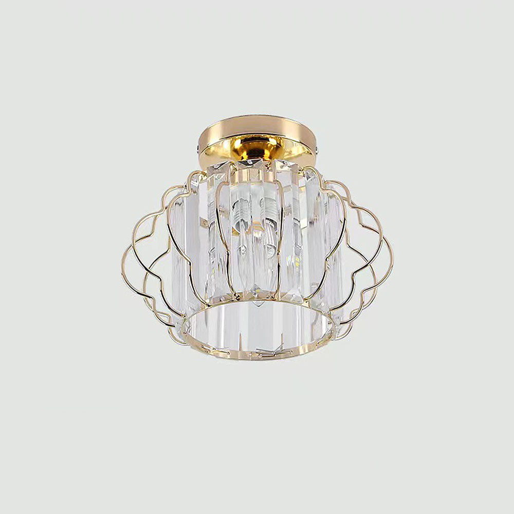 Luxurious Curved Iron Crystal Hallway Ceiling Light