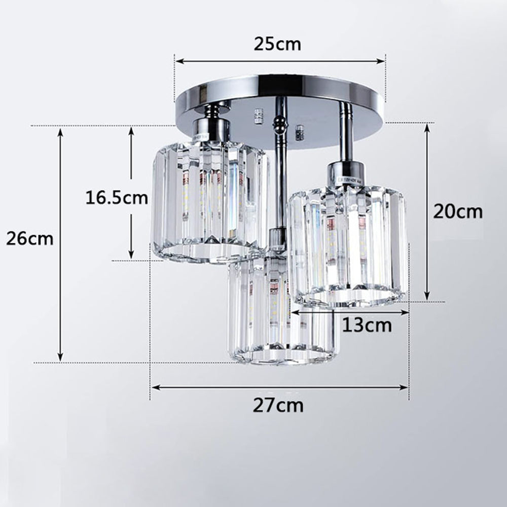 Modern Crystal Semi Flush Rounded Bedroom Ceiling Lights