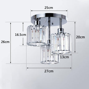 Modern Crystal Semi Flush Rounded Bedroom Ceiling Lights