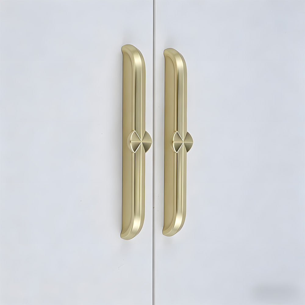 Modern Zinc Alloy Brushed Brass Cabinet Handles