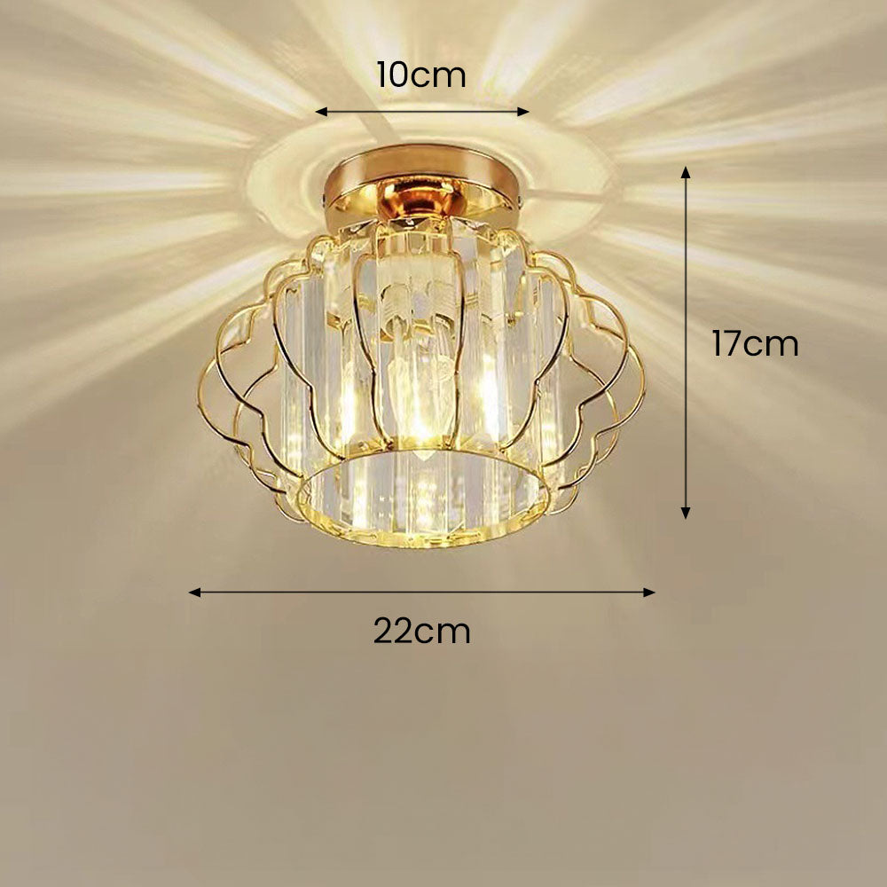 Luxurious Curved Iron Crystal Hallway Ceiling Light