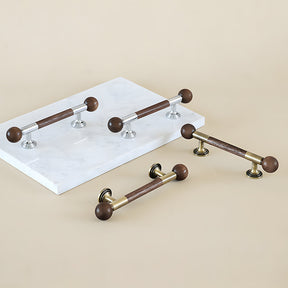 Medieval Brass Round Wooden Head Cabinet Handles