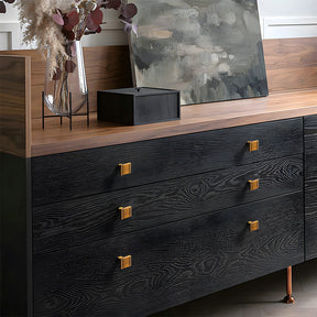 Square Textured Gold & Black Drawer Handles