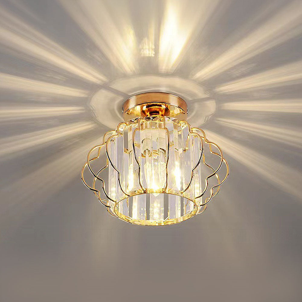 Luxurious Curved Iron Crystal Hallway Ceiling Light