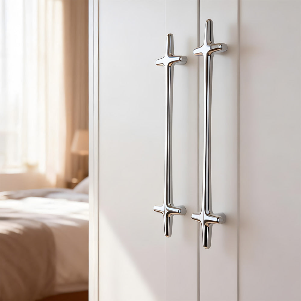 Modern Bright Silver Zinc Alloy Cabinet Pulls and Handles