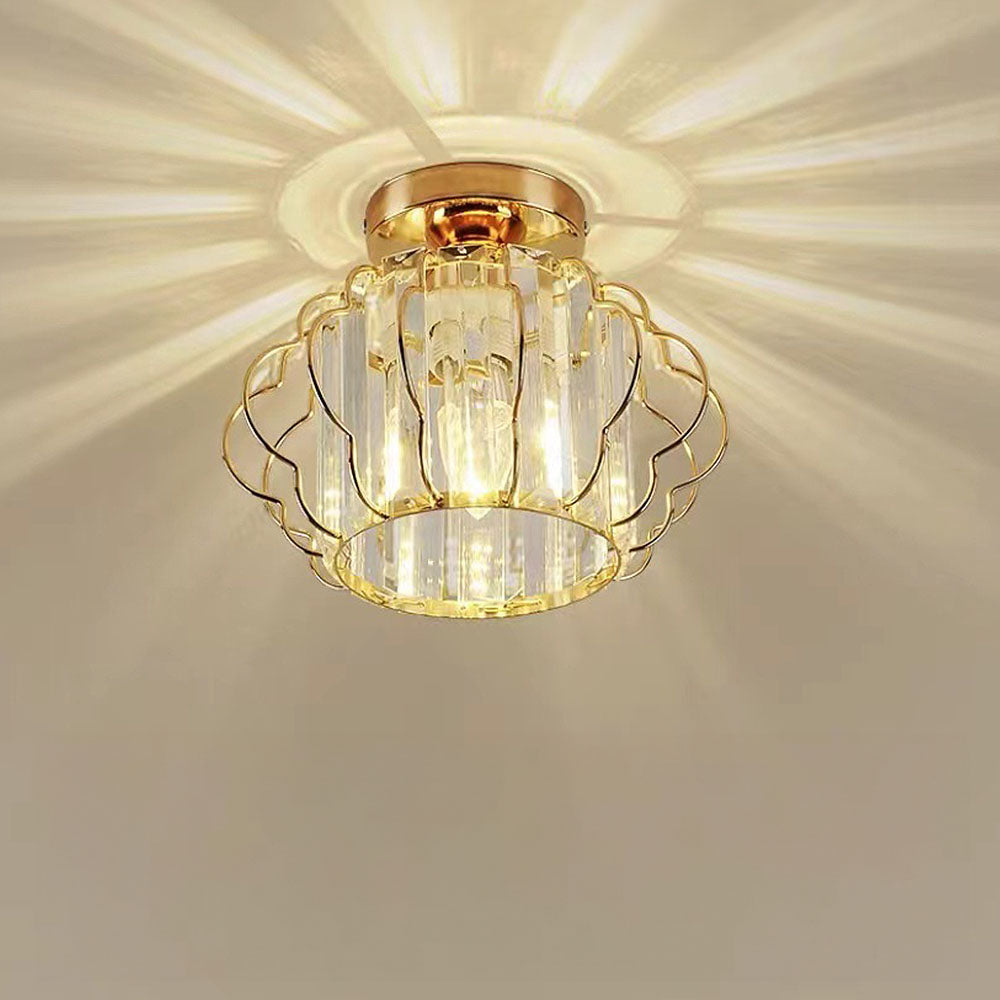 Luxurious Curved Iron Crystal Hallway Ceiling Light