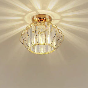 Luxurious Curved Iron Crystal Hallway Ceiling Light