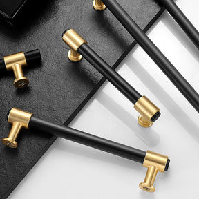 Zinc Alloy Black+Gold Drawer Door Cabinet Handles