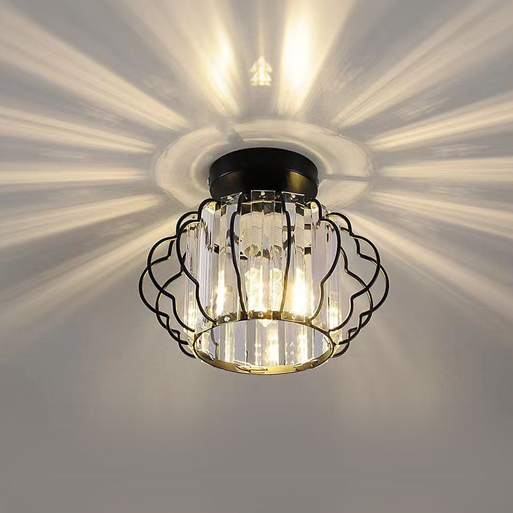 Luxurious Curved Iron Crystal Hallway Ceiling Light