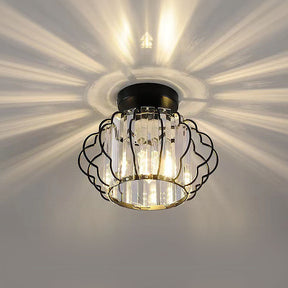 Luxurious Curved Iron Crystal Hallway Ceiling Light