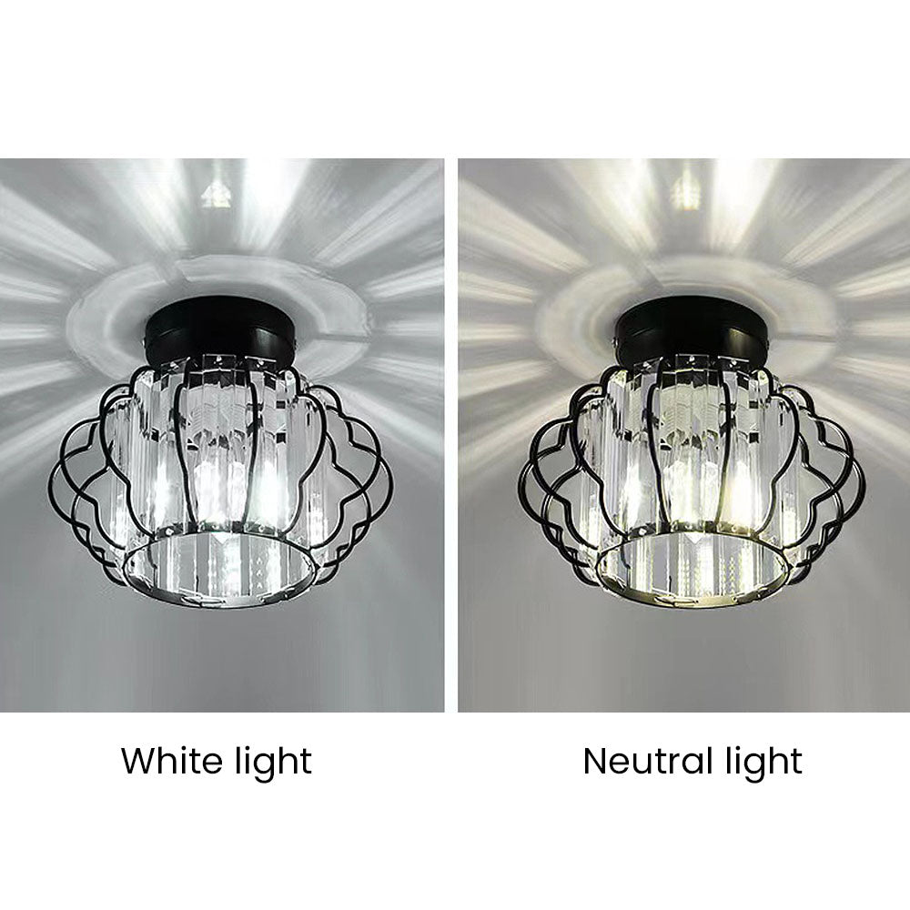 Luxurious Curved Iron Crystal Hallway Ceiling Light