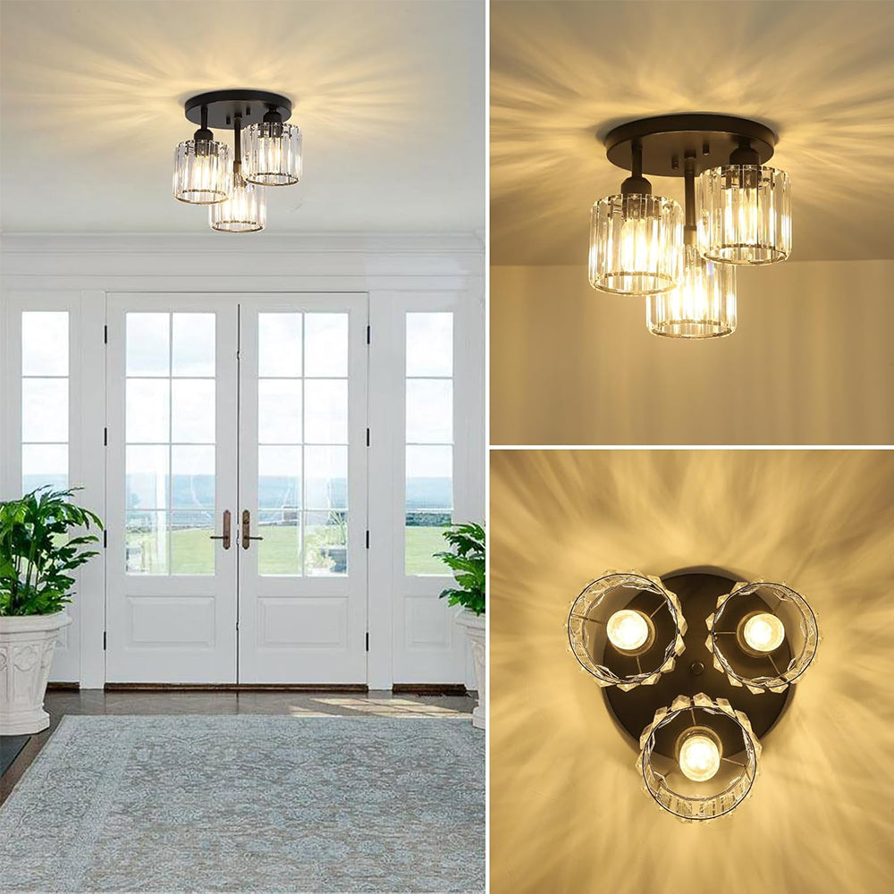 Modern Crystal Semi Flush Rounded Bedroom Ceiling Lights
