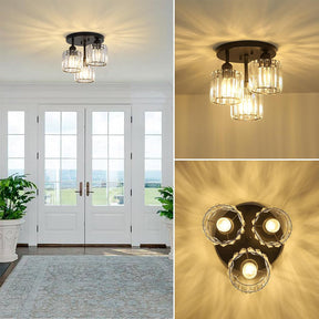 Modern Crystal Semi Flush Rounded Bedroom Ceiling Lights