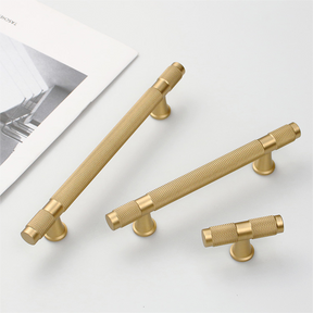 European Style Brushed Brass Knurled Cabinet Handles