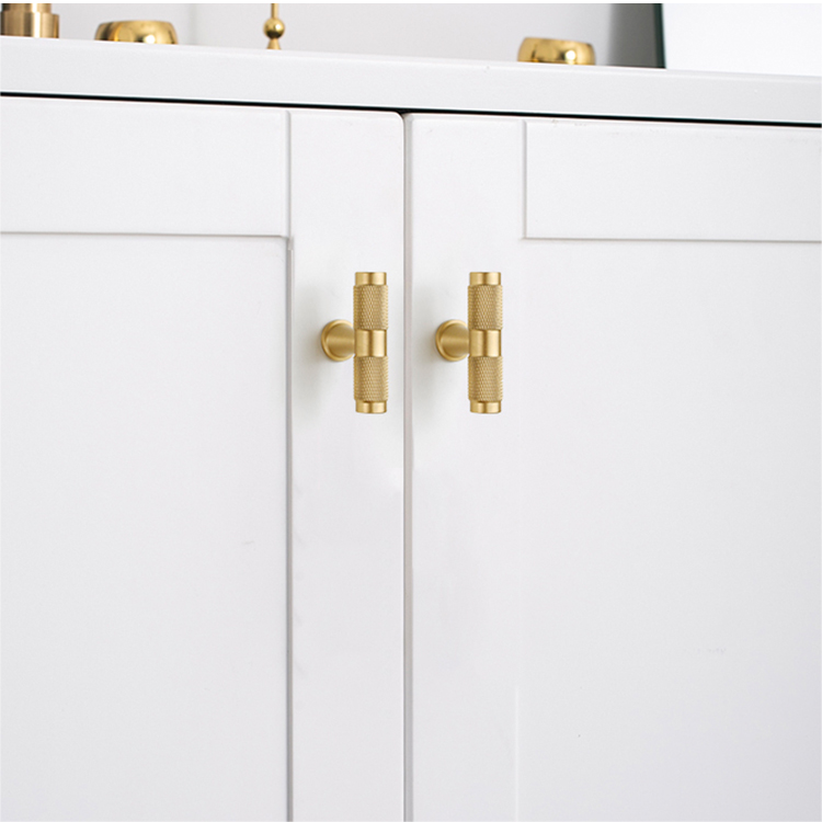 European Style Brushed Brass Knurled Cabinet Handles