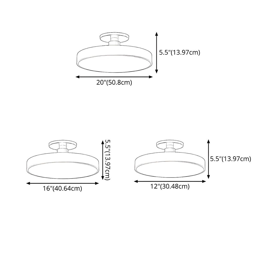 Modern Concise Circular LED Semi Flush Mount Ceiling Light