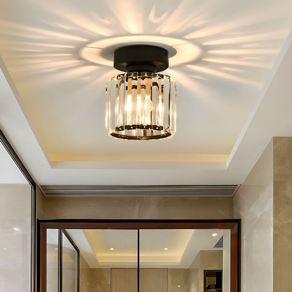 Modern 1-Light Hallway Flush Mount Ceiling Light in Black
