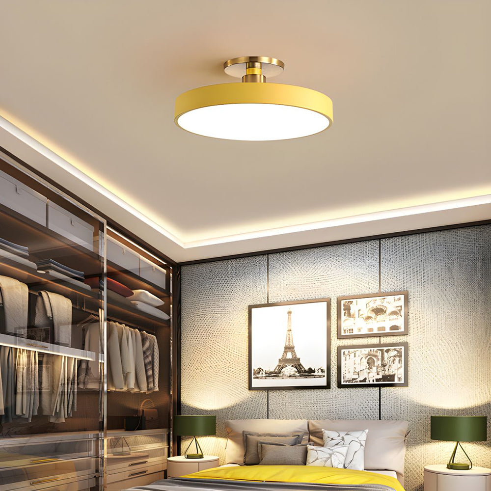 Modern Concise Circular LED Semi Flush Mount Ceiling Light