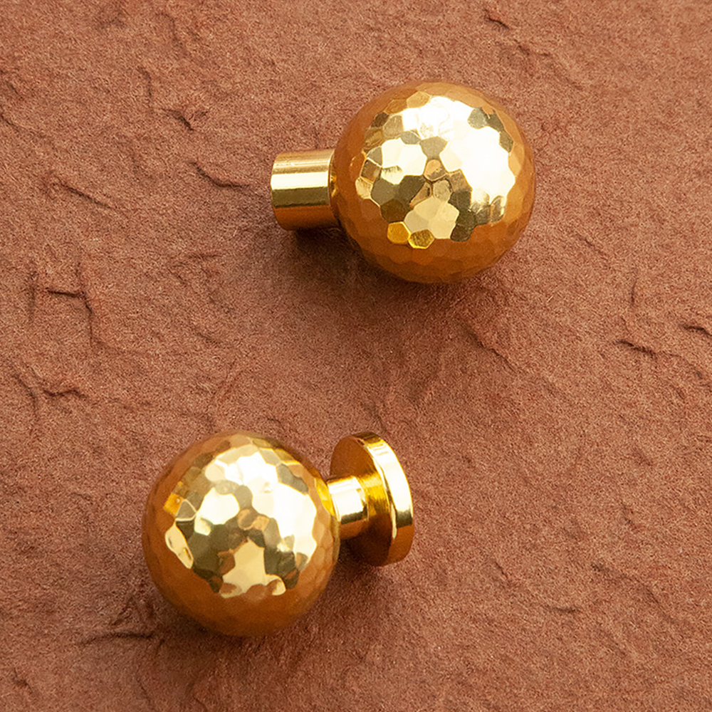 Modern Gold Brass Hammer Pattern Cabinet Knobs