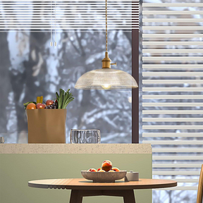 Vintage Glass Ribbed Pendant Light