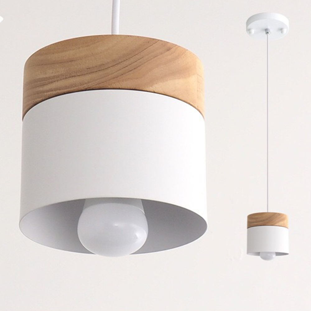 Nordic Wood Cylindrical Suspension Lamp