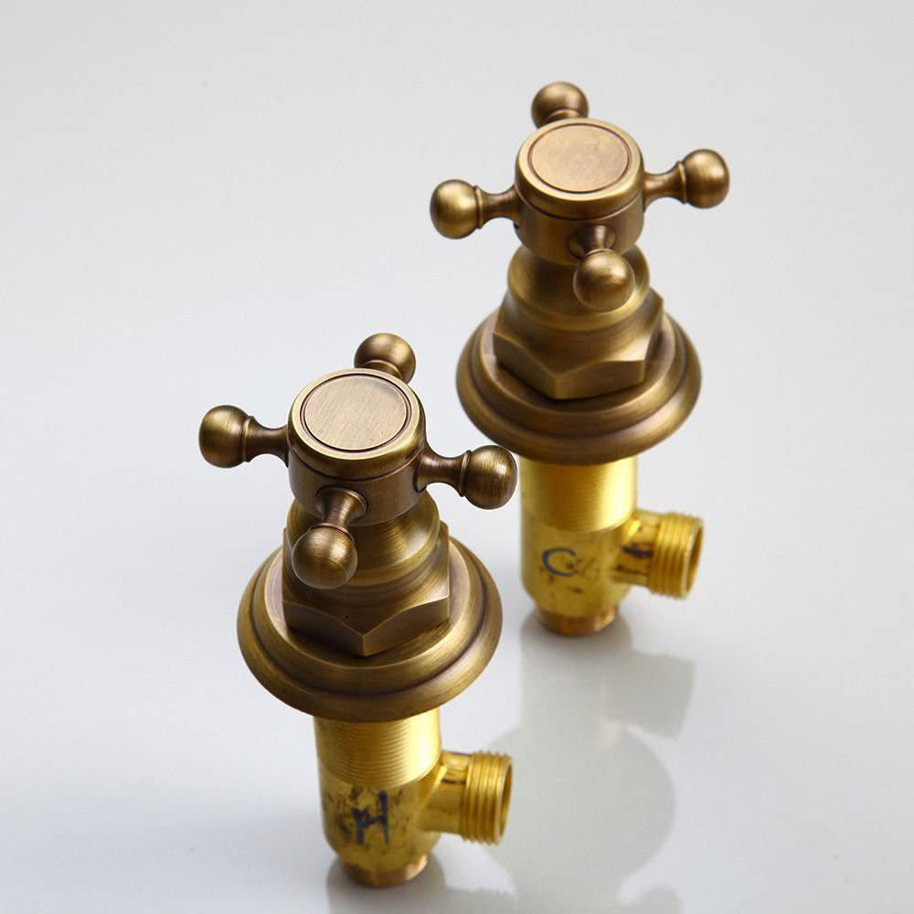 Brass Dual Cross Handles 3 Hole Basin Tap_Bronze