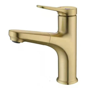 Single Handle Pull Out Spray Bathroom Tap_Gold