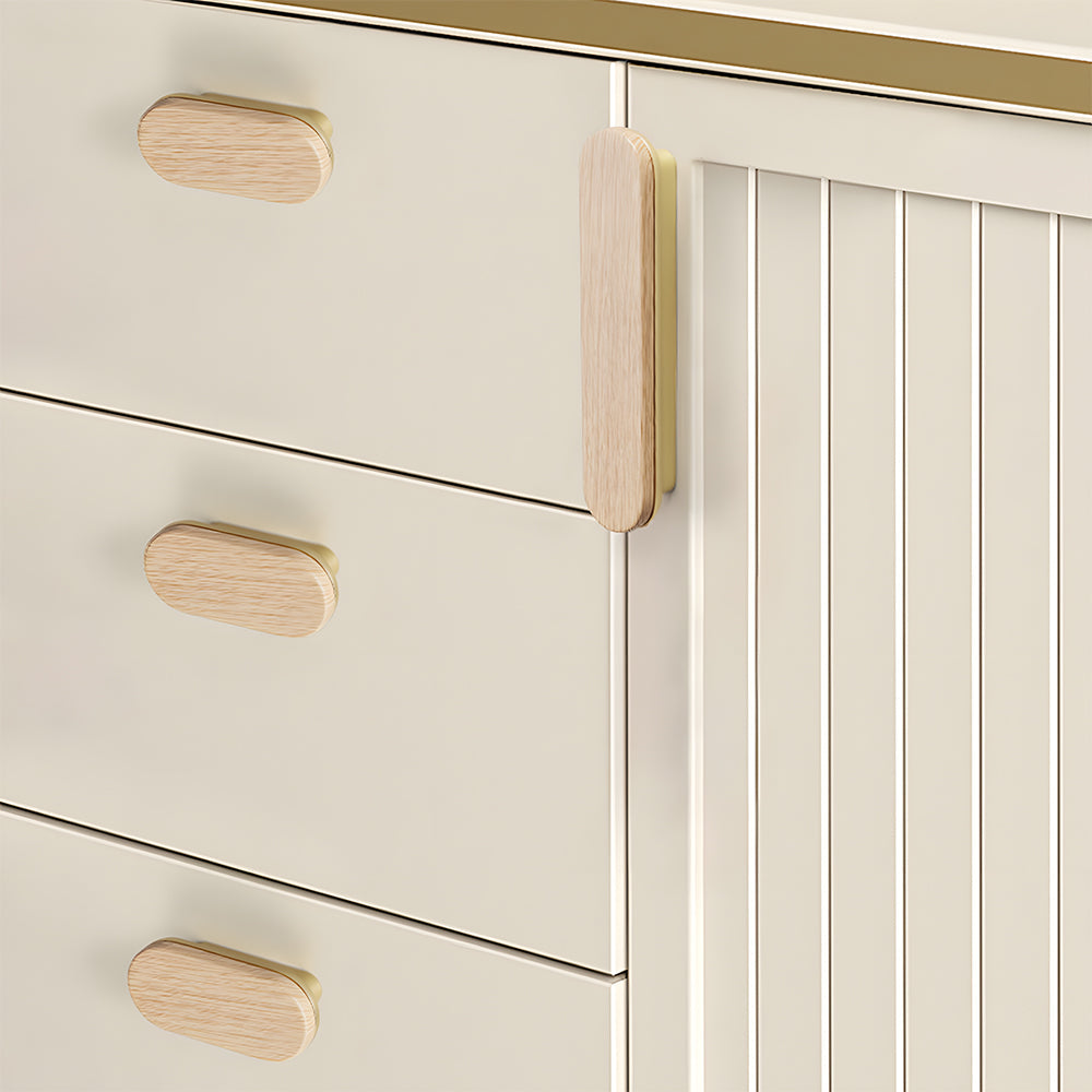 Round Wood Zinc Alloy Cabinet Wardrobe Door Handles