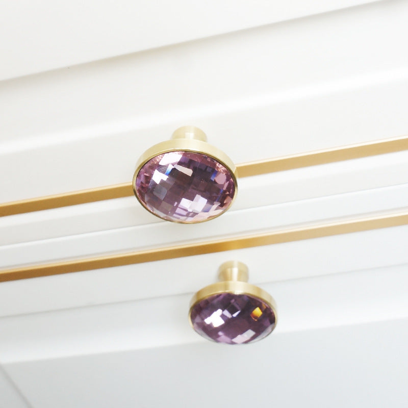 Colored European Luxury Crystal Brass Cabinet Knobs