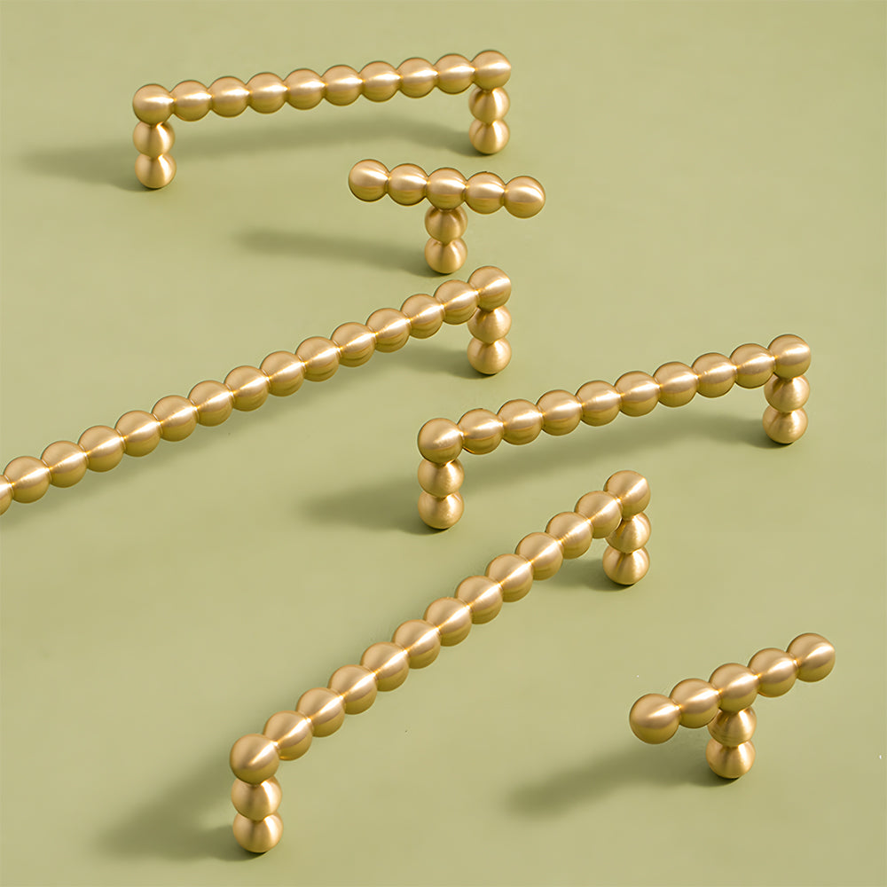 Vintage Spherical Brass Kitchen Cabinet Handles