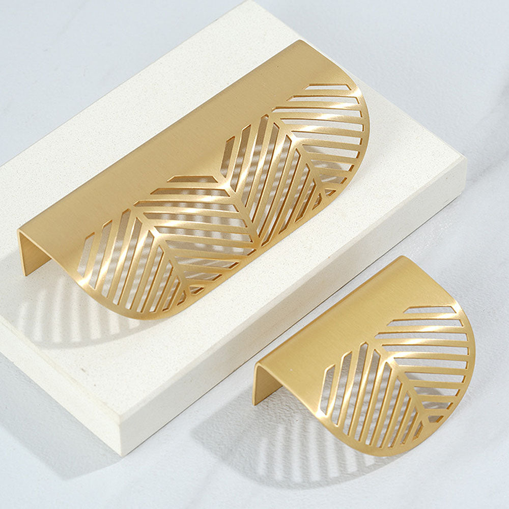 Modern Style Gold Hollow Brass Finger Cabinet Drawer Pulls