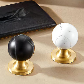 Vintage Walnut Wood Marble Cabinet Knob