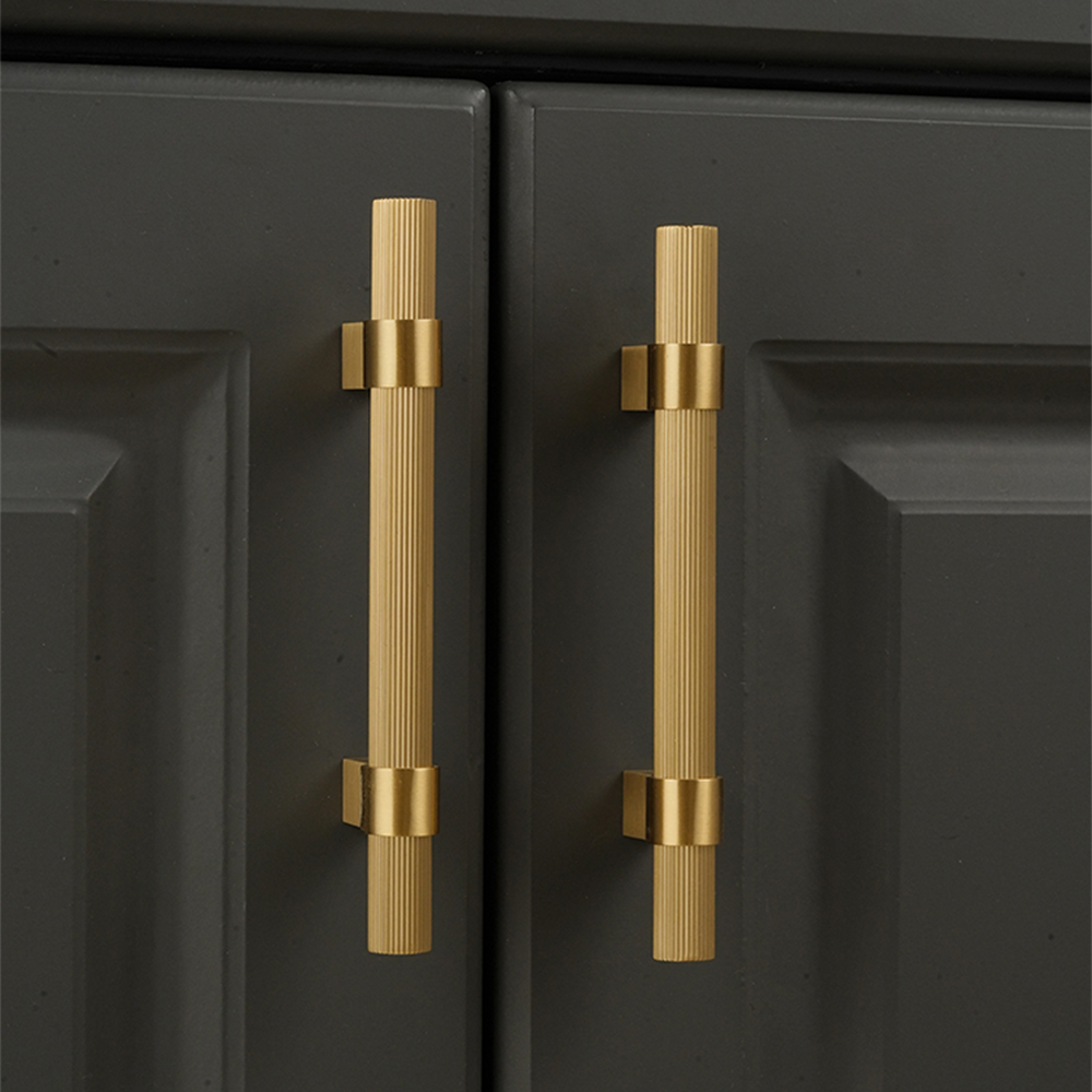 Solid Brass Knurled Hardware Kitchen Cabinet Pull