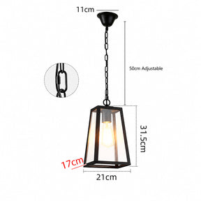 Vintage IP65 Lantern Exterior Hanging Ceiling Light Fixture with Glass Shade